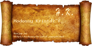 Hodossy Kristóf névjegykártya